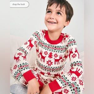 Hanna Andersson Red and White Holiday Pajama Set reindeer